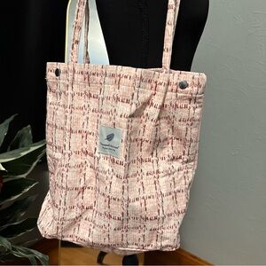 Blush & Burgundy Textured Tote Bag – Quilted Style Shoulder Bag